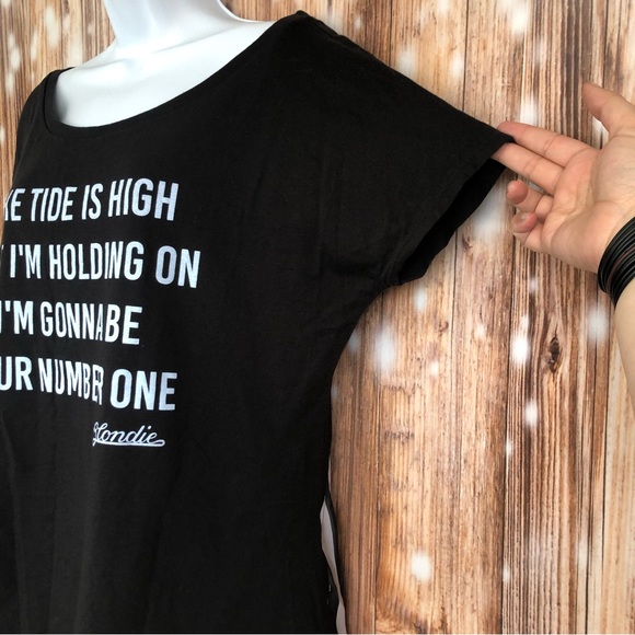 Lyric Culture Hi-Lo Sheer Striped Back Blondie Graphic Band Tee - Picture 5 of 10